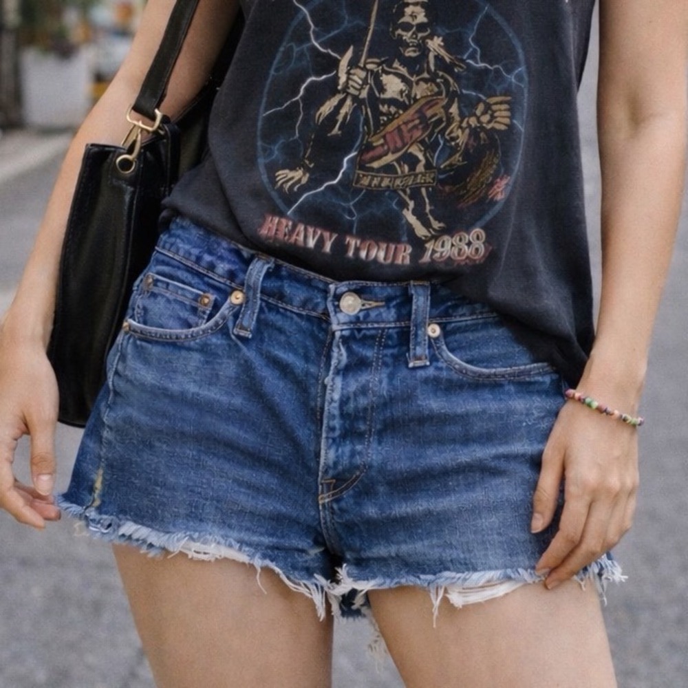 U2 The Flat Head Jean Shorts Denim Cutoff Womens Low Rise Japan 33 6 8‎ Rare HTF